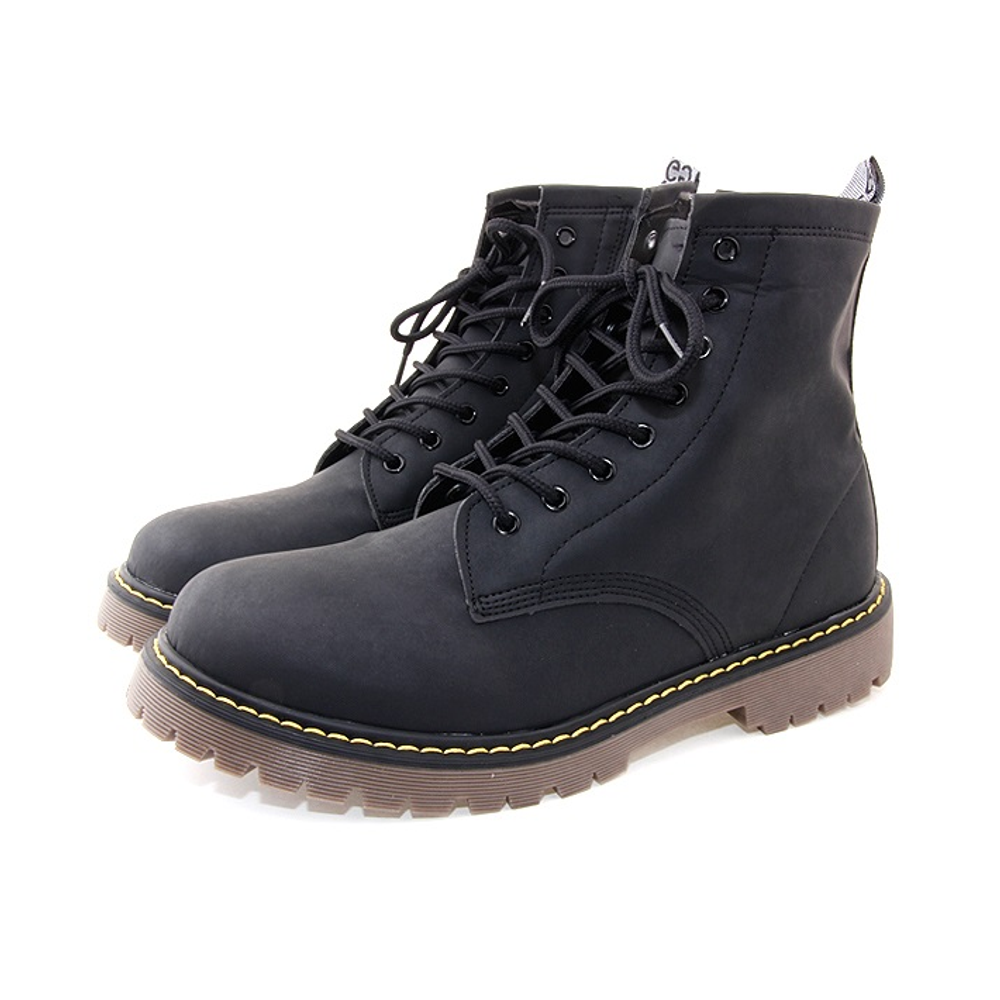 [GIRLS GOOB] Captain High Men's Side Zipper Lace-Up Boots Casual Boots Wide and Round Toe Boots Walker - Made in Korea